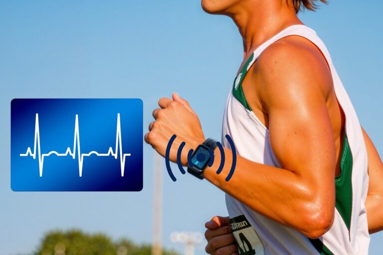 Person using health tech device to track fasting and fitness progress with STEM tools